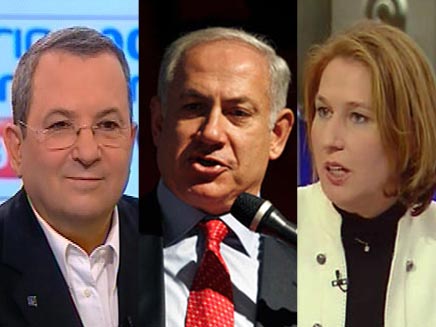 נתניהו, לבני וברק (צילום: חדשות 2)