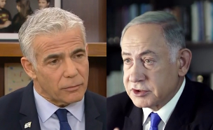 בנימין נתניהו, יאיר לפיד (צילום: רשת 13, קשת 12, צילום מסך)